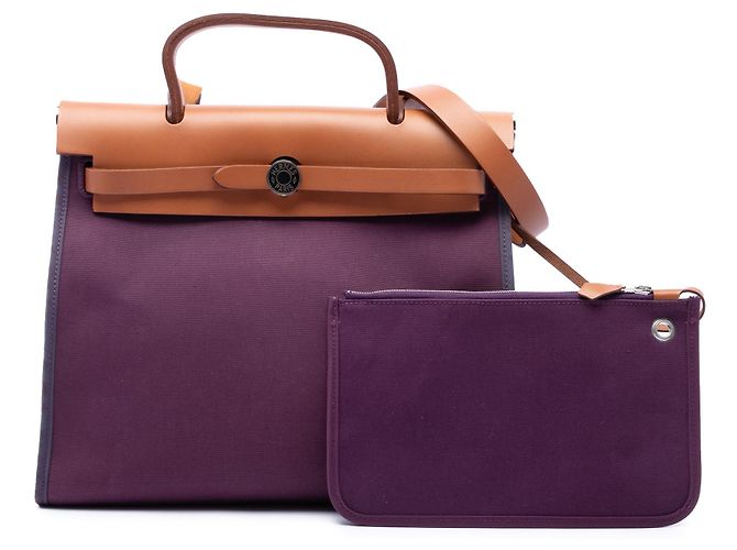 Hermès Purple Toile Herbag Zip 31 Porpora - vista 7