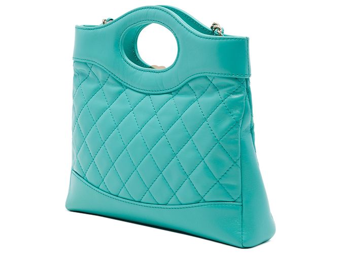 Borsa Shopping Chanel Blue Mini Quilted Shiny Lambskin 31 Turchese - vista 2
