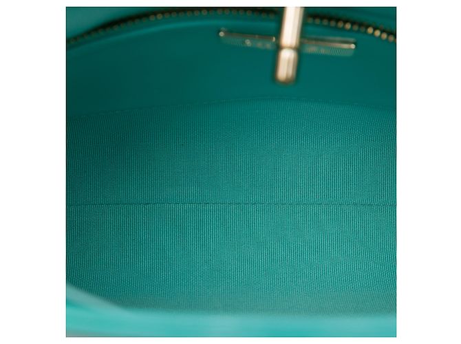 Borsa Shopping Chanel Blue Mini Quilted Shiny Lambskin 31 Turchese - vista 4