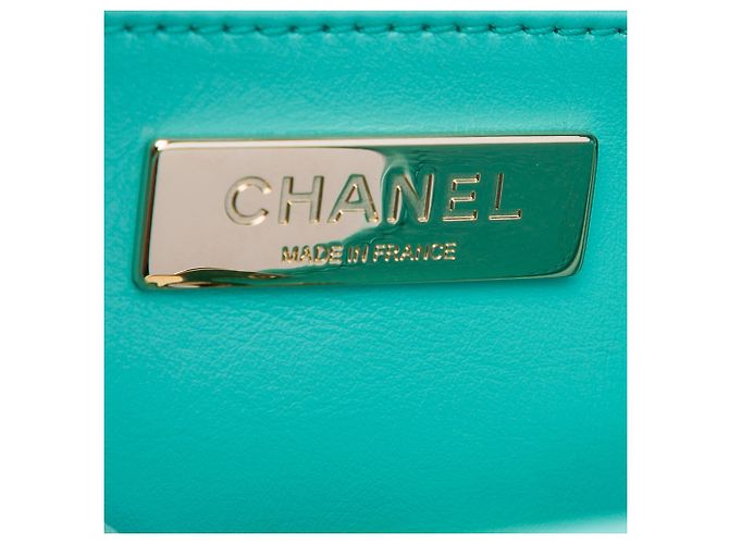 Borsa Shopping Chanel Blue Mini Quilted Shiny Lambskin 31 Turchese - vista 5