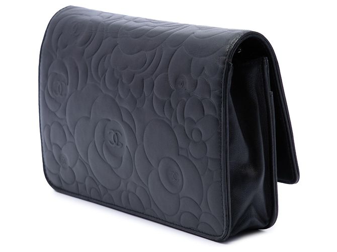 Portafoglio Chanel Black CC Embossed Lambskin Camellia Wallet On Chain Nero - vista 2