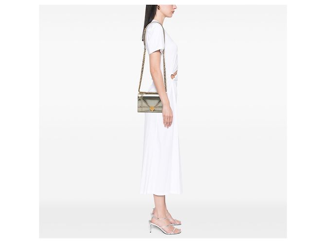 Autre Marque Dior Silver Small Studded Patent Diorama Flap Argento - vista 7