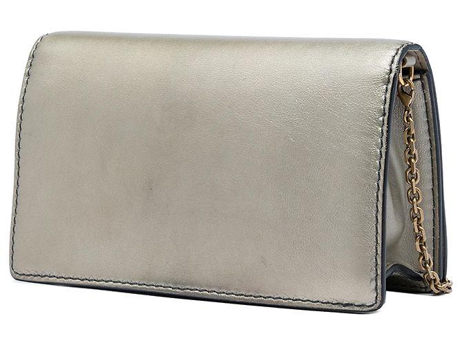 Autre Marque Clutch JAdior Dior in vitello metallizzato argento con catena - vista 2