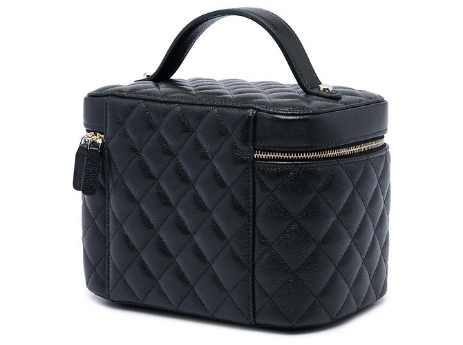 Chanel Black Medium CC Quilted Caviar Vanity Case Nero - vista 2