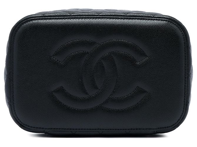 Chanel Black Medium CC Quilted Caviar Vanity Case Nero - vista 3