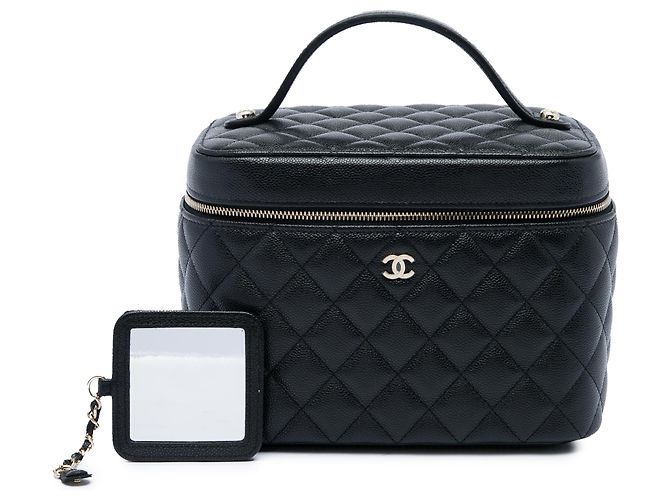 Chanel Black Medium CC Quilted Caviar Vanity Case Nero - vista 6
