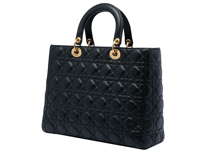 Autre Marque Dior Black Large Lambskin Cannage Lady Dior Nero - vista 2