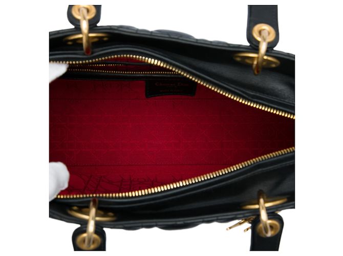 Autre Marque Dior Black Large Lambskin Cannage Lady Dior Nero - vista 4