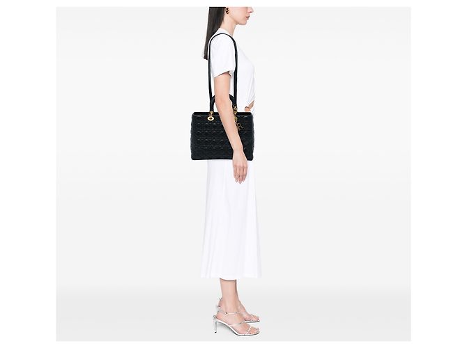 Autre Marque Dior Black Large Lambskin Cannage Lady Dior Nero - vista 5
