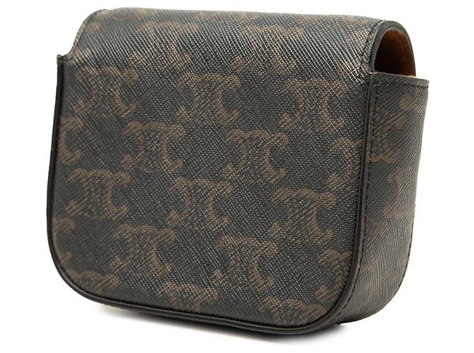 Céline Celine Brown Mini Triomphe Coated Canvas Claude Crossbody Marrone Marrone scuro - vista 2