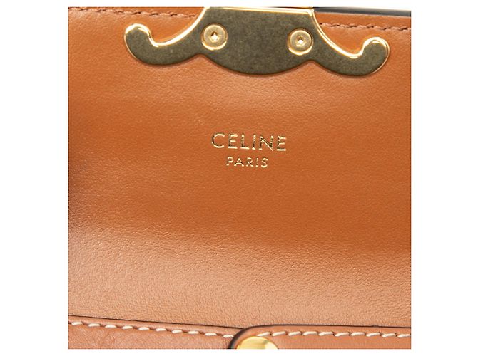 Céline Celine Brown Mini Triomphe Coated Canvas Claude Crossbody Marrone Marrone scuro - vista 5