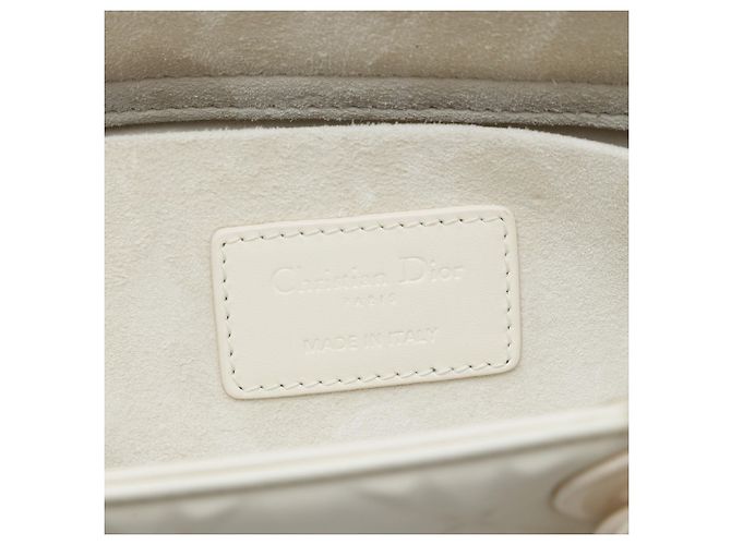 Autre Marque Dior White Medium Calfskin Cannage Diamond Lady D Joy Bianco - vista 5