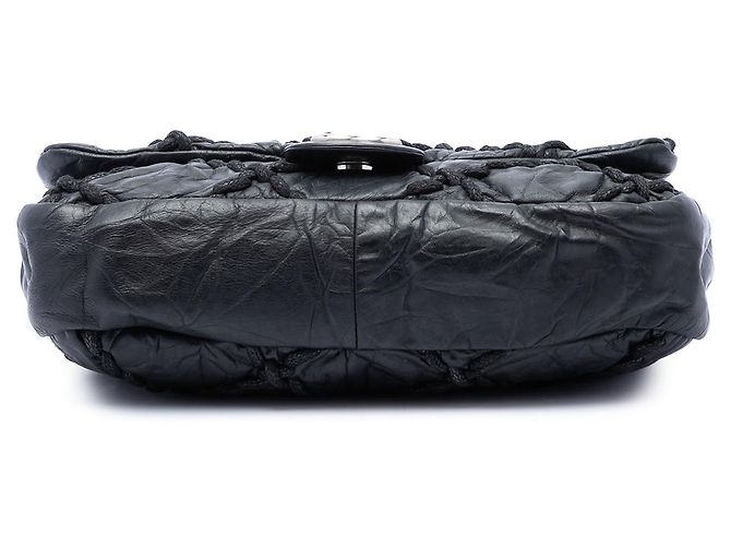 Chanel Black Medium Quilted Crinkled Calfskin Ultra Stitch Flap Nero - vista 3