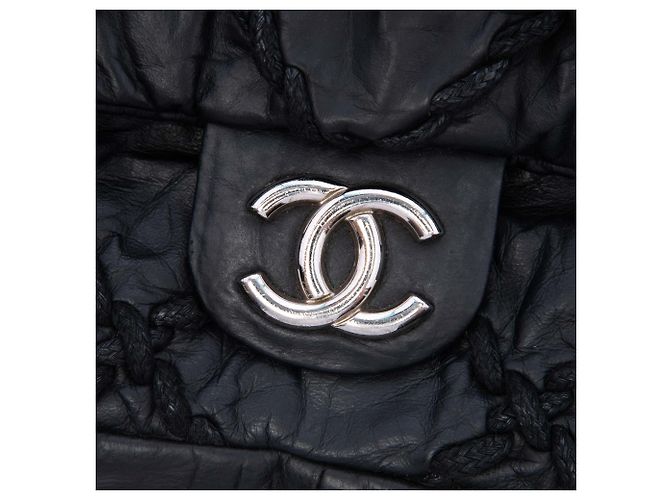 Chanel Black Medium Quilted Crinkled Calfskin Ultra Stitch Flap Nero - vista 5