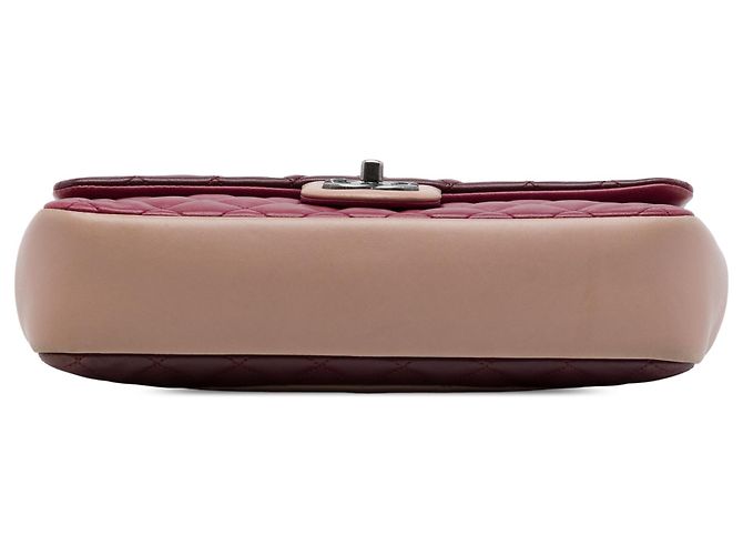 Chanel Red Paris Edinburgh Medium Classic Tricolor Lambskin Single Flap Rosso Bordò - vista 3