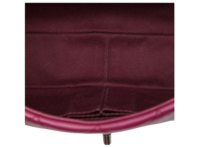 Chanel Red Paris Edinburgh Medium Classic Tricolor Lambskin Single Flap Rosso Bordò - vista 4