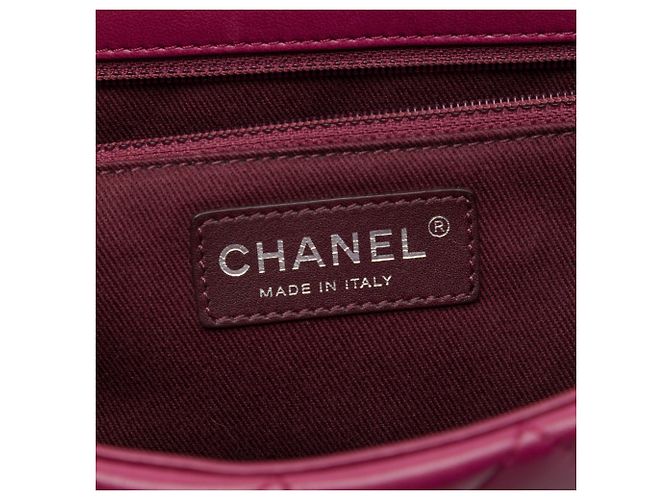 Chanel Red Paris Edinburgh Medium Classic Tricolor Lambskin Single Flap Rosso Bordò - vista 5
