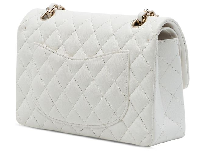 Chanel White Small Classic Caviar Double Flap Bianco Bianco sporco - vista 2