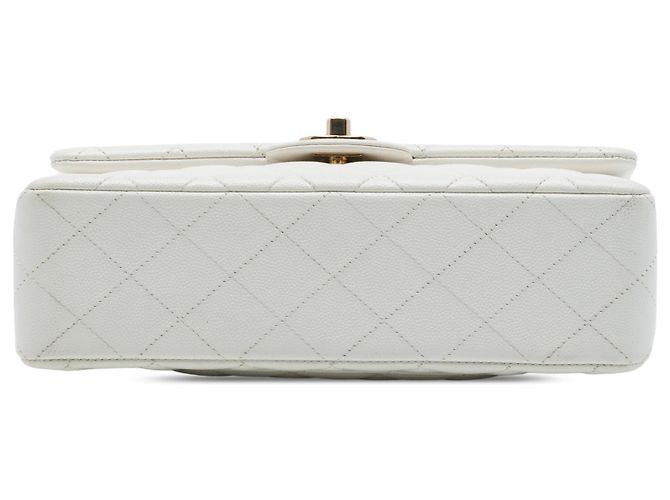 Chanel White Small Classic Caviar Double Flap Bianco Bianco sporco - vista 3