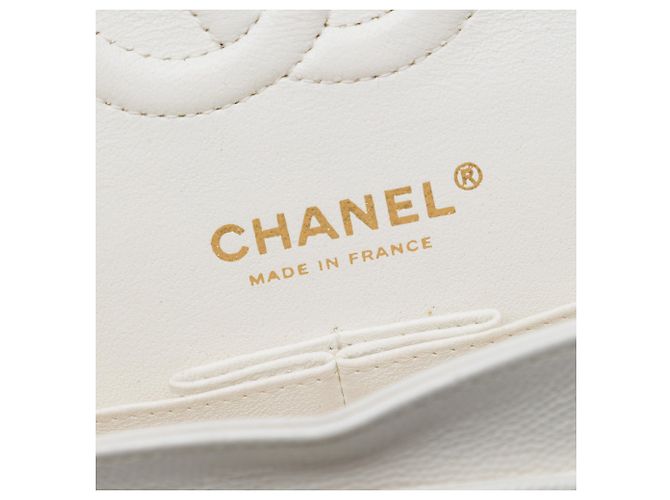 Chanel White Small Classic Caviar Double Flap Bianco Bianco sporco - vista 5