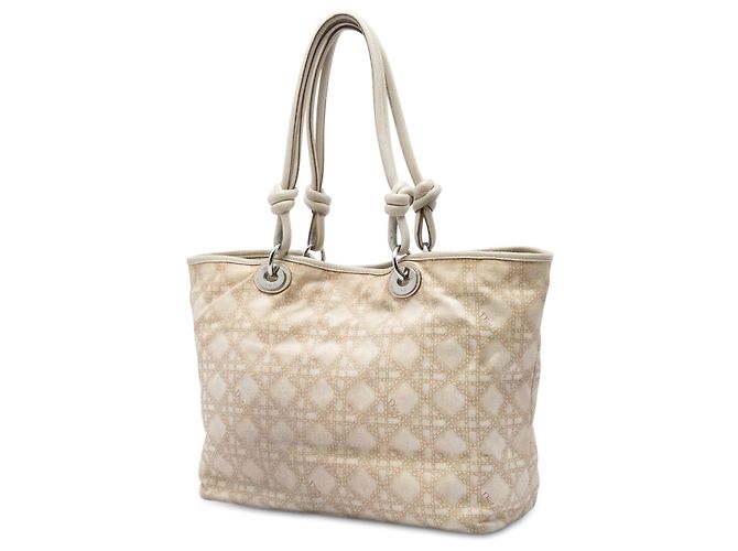 Autre Marque Dior Cherie Shopper Tote Large aus beigem Canvas mit Cannage-Print - Ansicht 2
