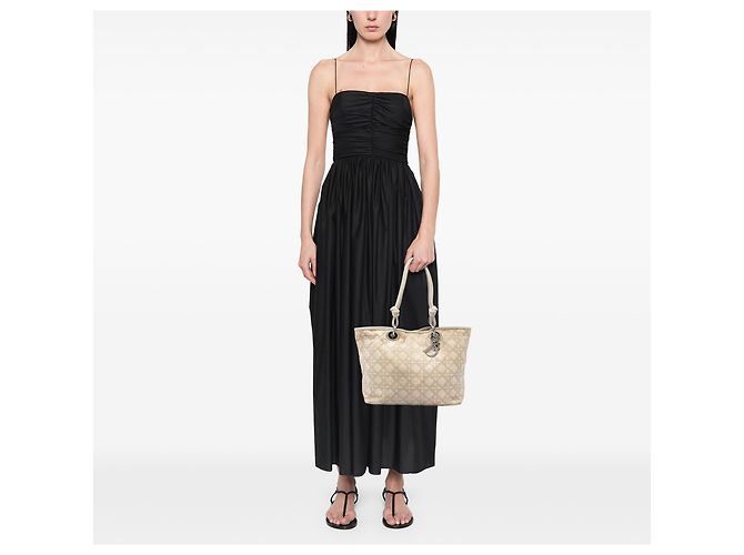Autre Marque Dior Cherie Shopper Tote Large aus beigem Canvas mit Cannage-Print - Ansicht 5