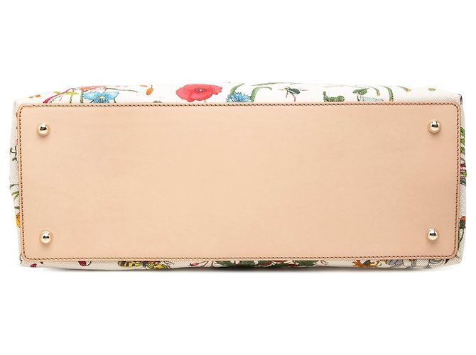 Bamboo Borsa Gucci in tela Flora bianca e bambù Bianco - vista 3