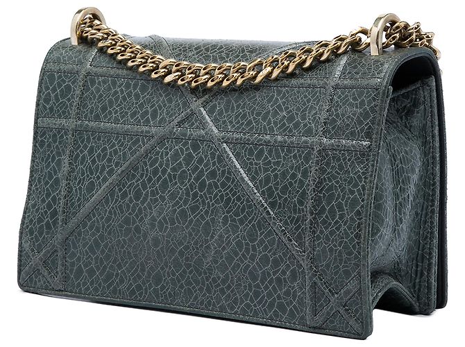 Autre Marque Dior Gray Medium Crackled Deerskin Diorama Flap Marrone Grigio antracite - vista 2