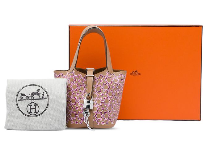 Hermès Brown Micro Swift Lucky Daisy Picotin Lock 14 Marrone - vista 6