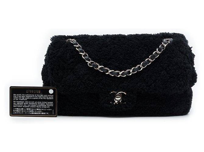 Chanel Black Medium Quilted Terry Cloth Coco Beach Flap Schwarz - Ansicht 7