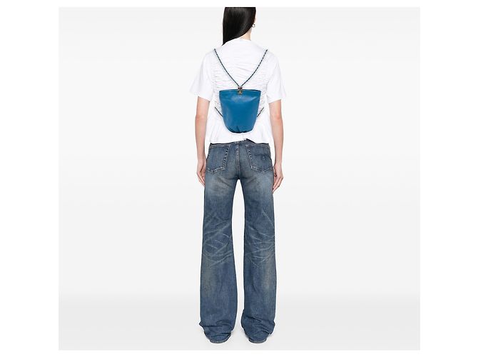 Zaino a secchiello Chanel Blue CC in vitello matelassé - vista 6
