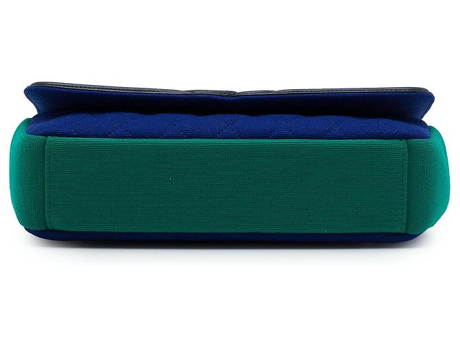 Chanel Blue Medium Tricolor Jersey CC Filigree Flap Azul - vista 3