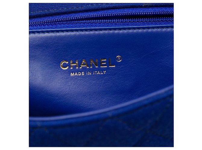 Chanel Blue Medium Tricolor Jersey CC Filigree Flap Azul - vista 5