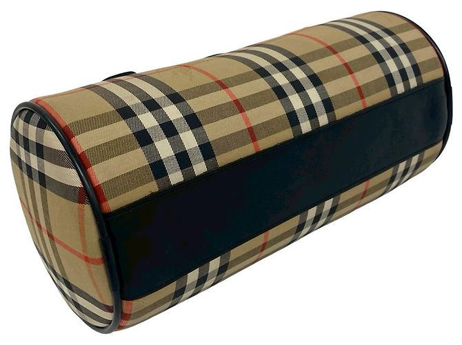 Borsa Boston Burberry Beige Haymarket Check Canvas - vista 5