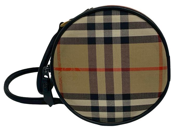 Borsa Boston Burberry Beige Haymarket Check Canvas - vista 7