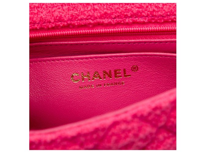 Chanel Mini Reissue 2.55 Single Flap 224 in tweed matelassé rosa - vista 5