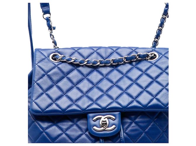 Zaino Chanel Blue Large Quilted Lambskin Urban Spirit - vista 5