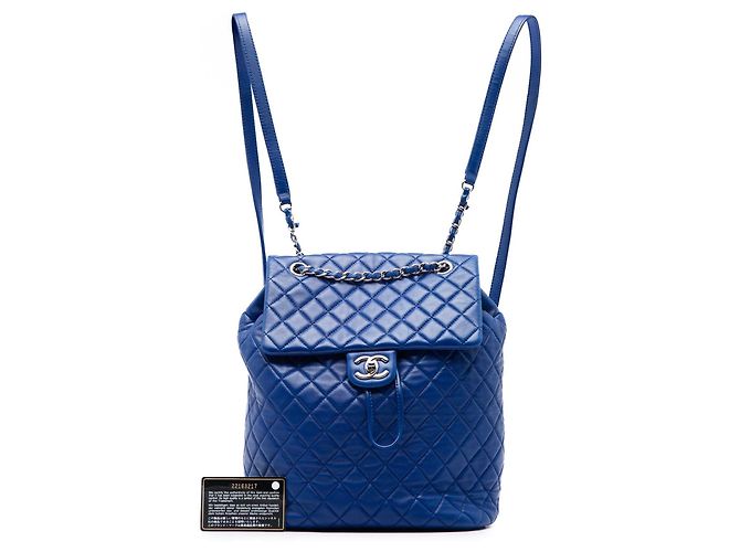 Zaino Chanel Blue Large Quilted Lambskin Urban Spirit - vista 7