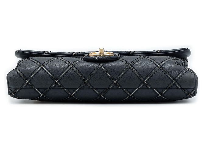 Chanel Blue Jumbo Quilted Iridescent Calfskin Triple Stitched Flap Blu navy - vista 3