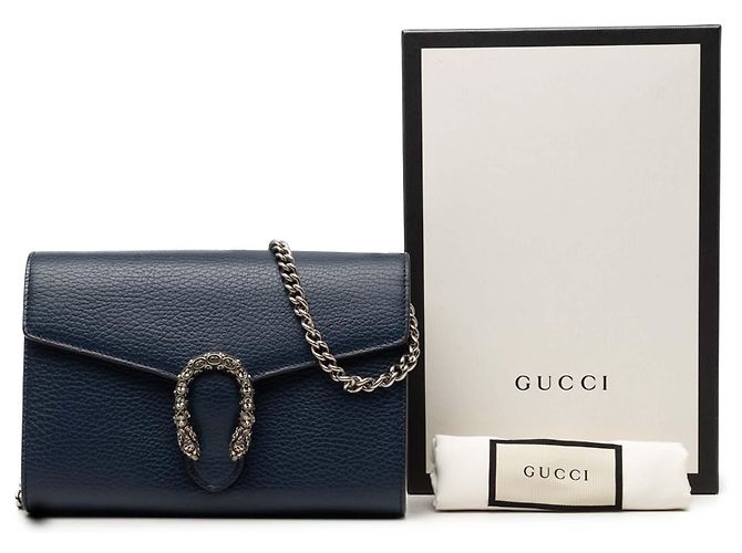 Portafoglio Dionysus con catena Gucci in pelle di vitello blu Blu navy - vista 7
