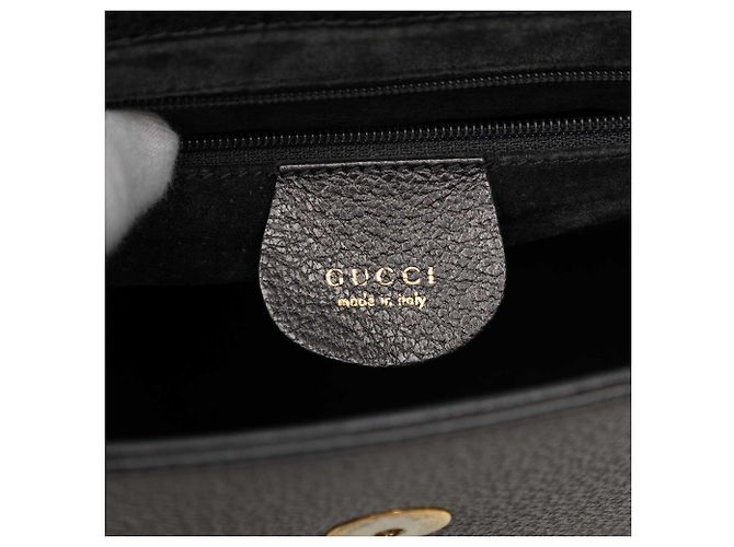 Bamboo Borsa Gucci a manico superiore con patta in pelle di vitello grigia e bambù Marrone Grigio antracite - vista 5