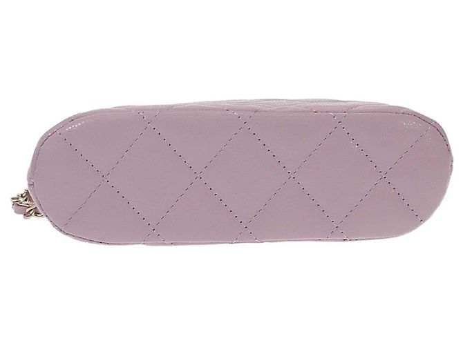 Clutch Chanel Classic in pelle caviar matelassé rosa con catena - vista 4