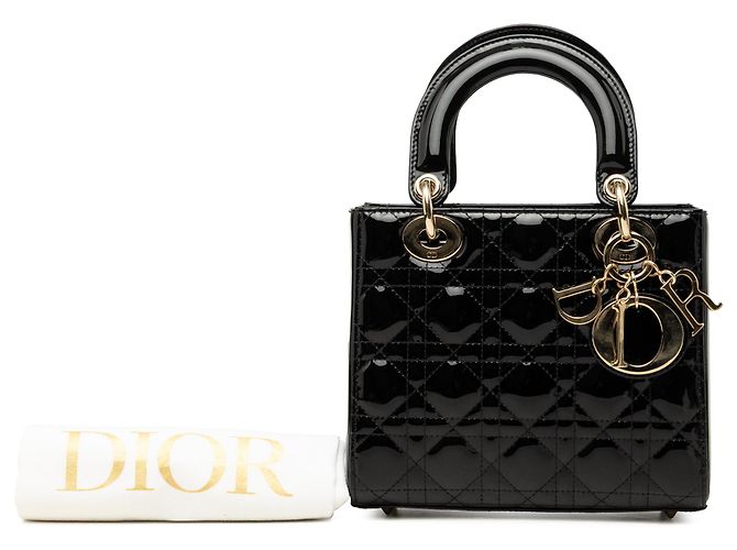 Autre Marque Dior Black Small Patent Cannage Lady Dior Nero - vista 7