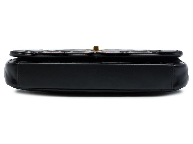 Chanel Black Paris Rome Quilted Lambskin Gold Bar Flap Nero - vista 3
