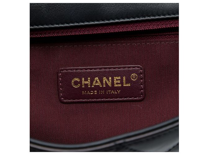 Chanel Black Paris Rome Quilted Lambskin Gold Bar Flap Nero - vista 5