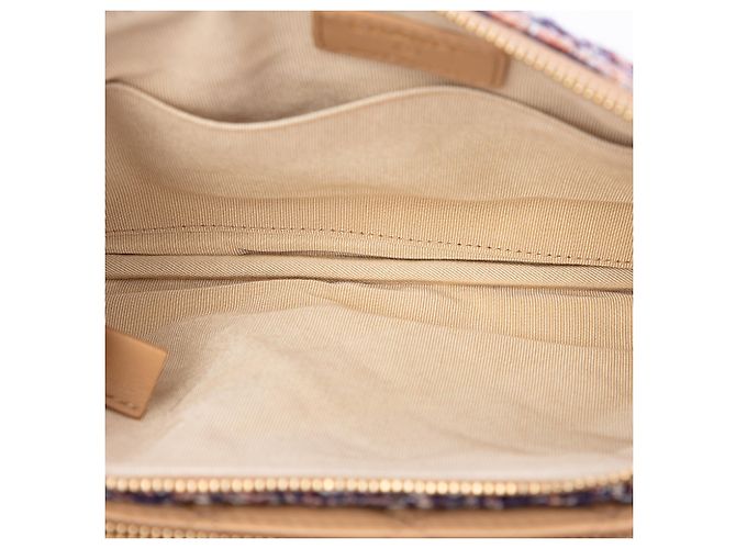 Doppio astuccio Chanel in tweed e pelle d'agnello matelassé marrone con catena Marrone chiaro - vista 4
