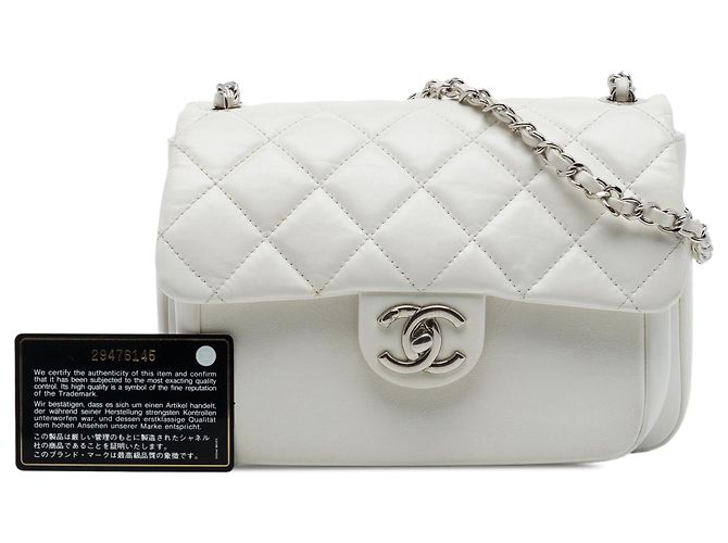 Chanel White Quilted Aged Calfskin Express Zip Around Flap Bianco Bianco sporco - vista 7
