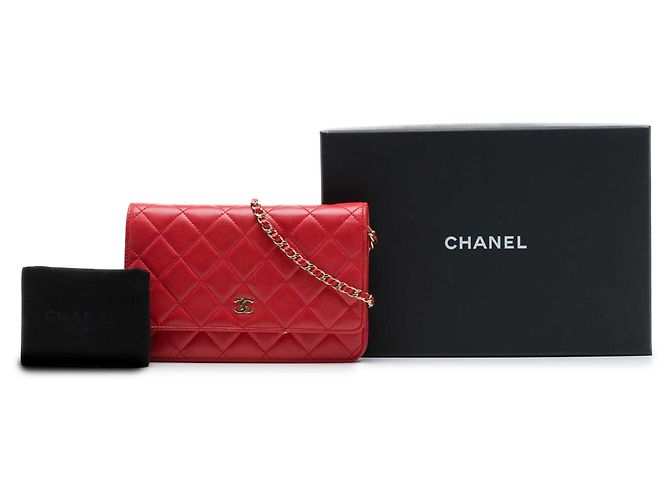 Portafoglio Chanel Red CC Quilted Lambskin Wallet on Chain Rosso - vista 7