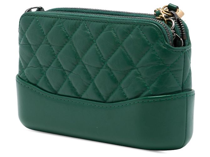 Clutch Gabrielle Double Zip con Catena in Vitello Invecchiato Verde Chanel Verde scuro - vista 2