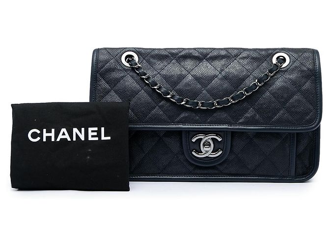 Chanel Blue Medium Quilted Caviar French Riviera Flap Azul Azul marinho - vista 6